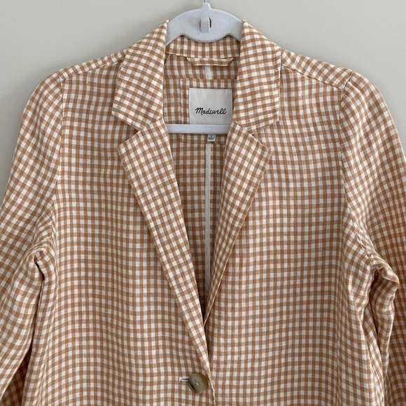 Madewell Linen Dorset Blazer in Gingham Check Plaid size S - Picture 8 of 15